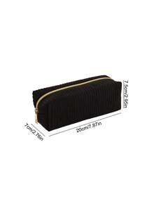 1个灯芯绒铅笔袋，大容量软拉链铅笔袋，化妆包，学校和办公桌文具收纳袋，创意礼物，适合感恩节、圣诞节、生日、万圣节装饰、返校季、铅笔盒、背包 - 粗條紋 - 查看 10