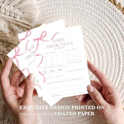 20/30pcs Pink Bow Theme Baby Shower Prediction Advice Cards, Gender Reveal Party Game Cards, For Expecting Parents, Baby Announcements, Gender Unveiling, Party Favors And Decorations
