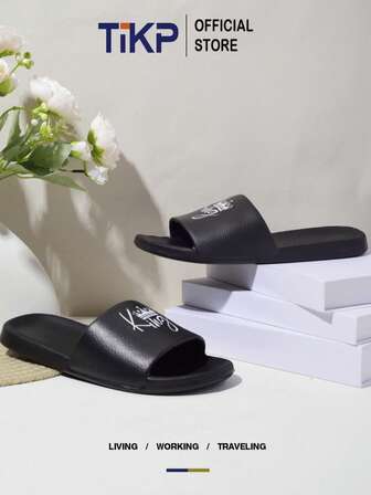 TIKP Men's EVA Anti-Slip Slippers, Lightweight Open-Toe Quick-Drying Slides, Suitable For Indoor/Bathroom/Outdoor/Beach, Personalized Printed Couple House Slippers