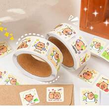 300PCS Stickers Per Roll Featuring Adorable Capybara Designs Suitable For Decorating Journals Notebooks Envelopes Christmas Gifts School And Office Supplies DIY Projects And Waterproof PVC Decals - Multicolor - View 5
