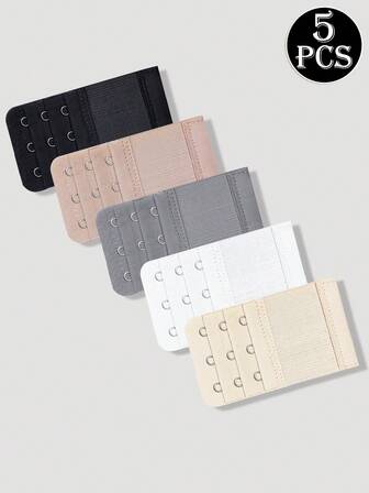 Set de 1/3/5 piezas de ganchos extensores de sujetador - Extensor de correa de sujetador de 3 ganchos, correa de hombro elástica ajustable y antideslizante, broche extensor de sujetador, broches traseros de sujetador, accesorios de lencería para mujer, adecuados para viajes y actividades al aire libre