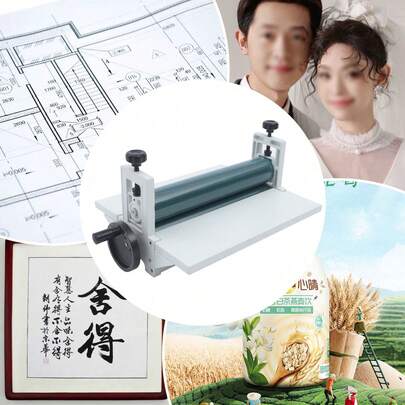 GDAE10 Laminadora manual en frío, ancho de laminado de 350 mm, rodillo retráctil, plegable, sin precalentamiento, para fotos y pósteres, película de laminado