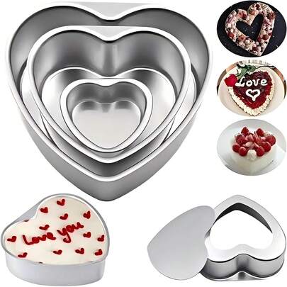 Juego de moldes para hornear pasteles multicapa de aluminio con capa antiadherente desmontable - Apto para hornos y lavavajillas, se calienta de manera uniforme, apto para hornear profesional y en el hogar - Pasteles multicapa, magdalenas, cumpleaños/boda/San Valentín