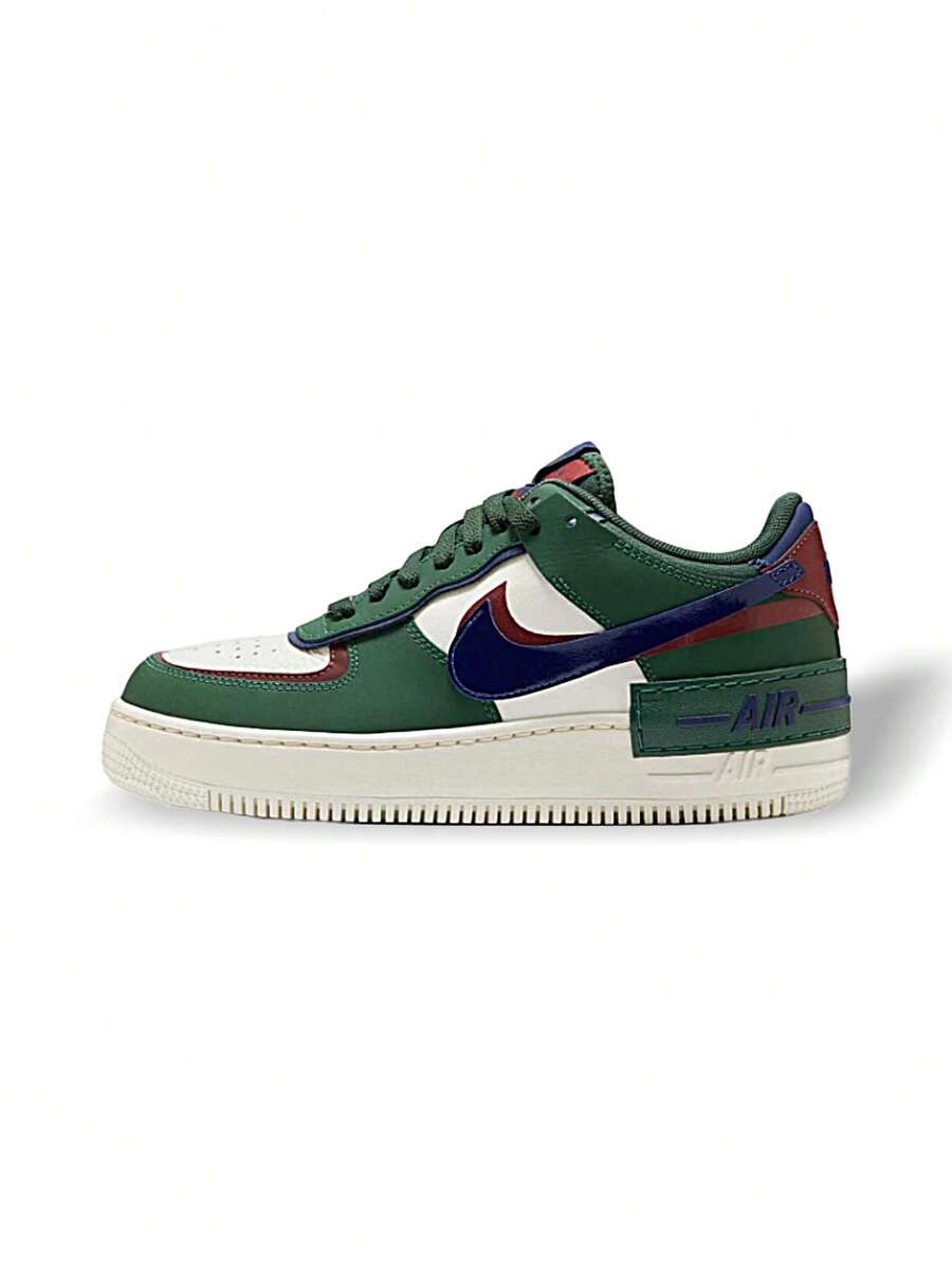 Nike W AF1 SHADOW Women Casual Sneakers Lightweight Cushioned Color Block Thick Sole Shock Absorption Breathable Mesh Upper Soft Lining Easy Match Skin-Friendly Easy Slip On Classic Logo Daily Gym Travel Streetwear Green DZ1847-300 - màu xanh lá - Xem 1
