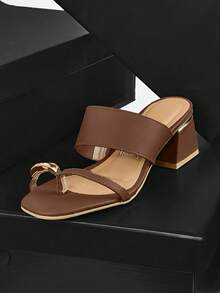 Vizzano Women's Block Heel Clog With Gold Detail And Ring On The Toe 6428148 - Óxido marrón - Ver 2