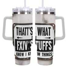 40oz That's What Fixin Stuff Know I Tumbler, Double Wall Vacuum Insulated Travel Mug, Spill Proof Lid, Gift For Dad, Mom, Ideal For Christmas, Mother's Day, Birthday Gift, Perfect As A Halloween Gift, Coffee Cup - White - View 2