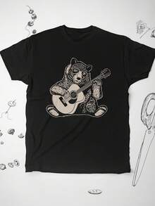 Bear Shirt Tshirt T Shirt Graphic Design Funny Animal Bear Playing Guitar Music Uni Shirt For  For Guys Gift Idea For Musician - 款式5 - 查看 1