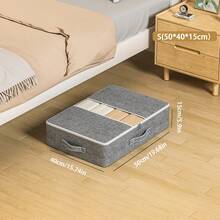 1 件床下收纳袋整理器容器，织物拉链毯子收纳盒，大容量收纳袋带手柄，灰色折叠织物收纳盒，用于存放衣柜、衣橱中的衣物、毯子、鞋子、毛衣、亚麻床单
