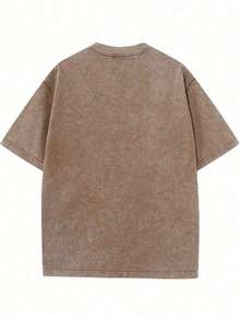 Psalm 23 Jesus Religious Cross Sun Printed Retro Washed T-Shirt, 230G, Retro Street Style. Simple And Versatile, Pure Cotton Is Of High Quality, Novel And Fashionable - Brown - View 2