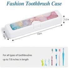 Toothbrush Travel Case - Pattern, Holder And Covers For Toothbrushes, Includes Tongue Scraper Case - 彩色大理石 - 查看 2