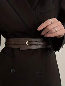 1/2pcs New Women's Belt With A High-End Feel, Featuring A Dual-Purpose Needle Buckle Thin Waistband And Waist Seal, Paired With Skirt And Pants Straps