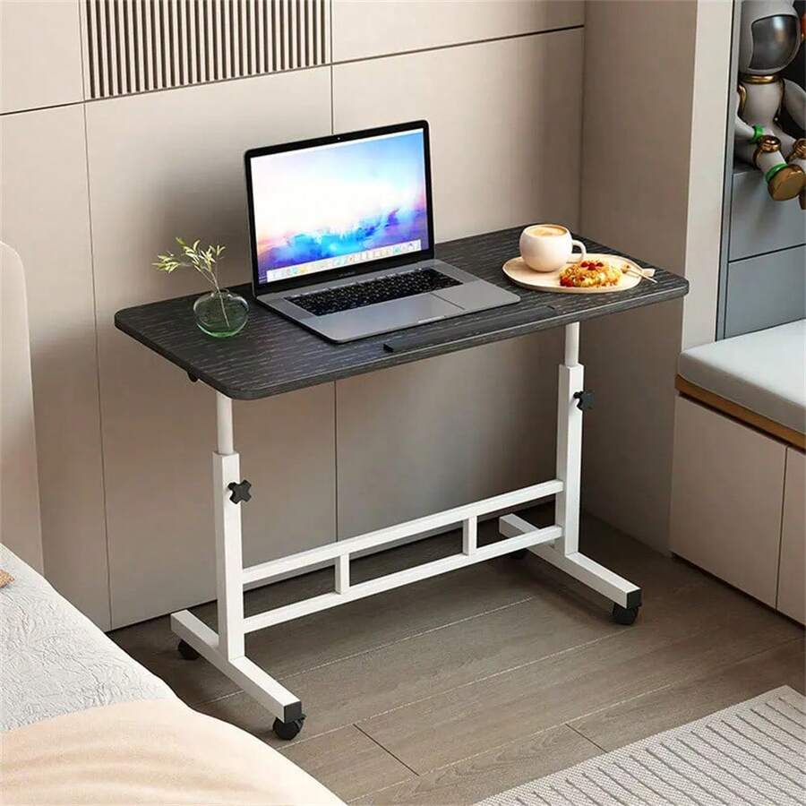 Standing Desk Adjustable Height Mobile Stand Up Desk Overbed Laptop Table With Wheels, Roller Bedside Desks For Work, Dining, Relaxing, Black - Black - View 1
