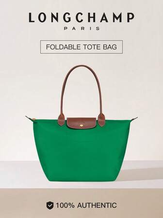 Longchamp 女式帆布折叠手提包大号笔记本电脑单肩手提包，适合通勤、工作或日常使用，女士休闲手提包钱包
