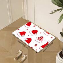 1pc Christmas Hat Print Doormat, Christmas Element Welcome Mat, Christmas Decor Mat, Soft & Comfortable, Easy To Clean, Suitable For Entryway, Living Room, Laundry Room, Bedroom, Kitchen, Home Decor Carpet - Multicolor - View 4