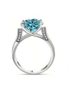 1pc 925 Sterling Silver 5 Carat Moissanite Ring, Jewelry Wedding Ring Suitable For Daily Wear, Comes With GRA Certificate And Gift Box