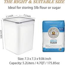 Large Tall Airtight Food Storage Containers5.2L, Plastic Kitchen Pantry Storage Containers 4 Pieces For Flour, Sugar, Rice, With Labels & 1 Marker. - 4件 - 查看 5