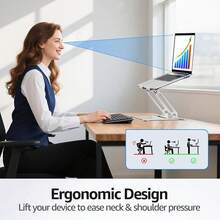 Laptop Stand For Desk, Adjustable Laptop Riser, Metal Foldable Computer Stand Holder Portable Notebook Mount, Ventilated Cooling Printer Stand Compatible With 10-15.6" Laptops - B級銀 - 查看 4