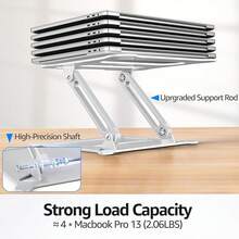Laptop Stand For Desk, Adjustable Laptop Riser, Metal Foldable Computer Stand Holder Portable Notebook Mount, Ventilated Cooling Printer Stand Compatible With 10-15.6" Laptops - B級銀 - 查看 2