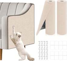 2 Pcs 39.4"X15.8" Cat Scratch Mat, Cat Scratch Couch Furniture Protector, Triable Self-Adhesive Cats Scratch Pads, DIY Cat Scratcher For Wall Protector And Covering Cat Tower (Beige),23942243 - 米色 - 查看 1