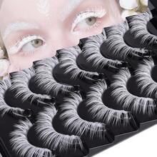 White Lashes Natural Look Eyelashes Halloween White Eyelashes Eye Lashes Band Lashes Halloween Cosplay Lash Extensions Wispy False Lashes Pairs - 萬聖節睫毛 - 查看 6