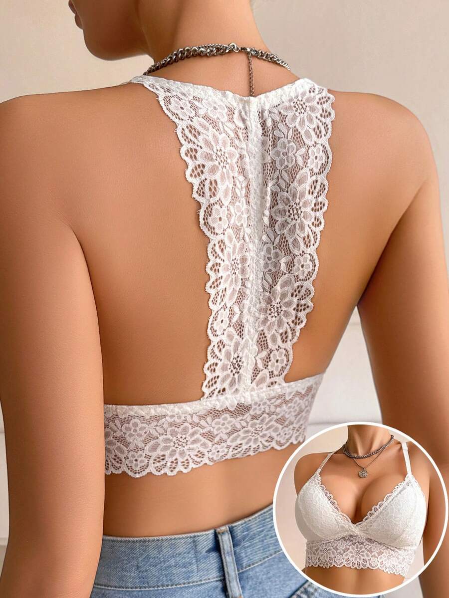 Women's Bra Florallace Bra White Bra Top Women's Soft Seamless Bra Sexy Bra