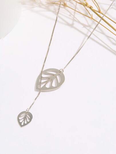 Tkool 1 件清新韩式女式双叶吊坠项链