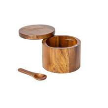 1pc Rosewood Salt Cellar Wooden Spice Box Pepper Shaker Kitchen Seasoning Jar Storage Container - Brown - View 9