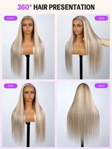 MEGALOOK 13x6 Gradient Color Lace Front Straight Hair #P10/613 Colorful Pre-Cut Ear To Ear 100% Human Hair Wig - No Glue Needed, Minimal Shedding, Invisible Seamless - Suitable For Women - S10/613 - View 6