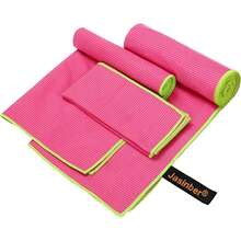 Set de 3 Toallas de Microfibra, Toalla Deportiva Súper Absorbente, Toalla de Secado rápido para Acampar, Deporte, Playa, Gimnasio, Viajes (Rosa) - Rosa - Ver 7