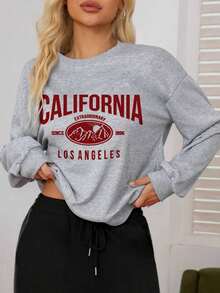 ChristmasWomen's Long-Sleeved California Sweatshirt With Mountain And Sun Print - Casual Sports Sweatshirt For Comfortable Works And Everyday Wear, Fall And Winter SweatshirtLoose And Comfortablewomen Winter Clothes - 白色 - 查看 9