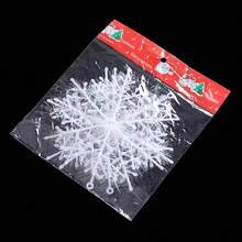 3-Piece Brushed Snowflake Plastic Christmas Tree Ambiance Decorations Hanging Ornaments With Twisted Thread - trắng - Xem 4