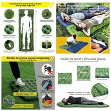 Almohadilla Inflable para Dormir, Almohadilla De Camping, Almohadilla para Dormir con Bomba De Pie Incorporada Almohadas Inflables para Mochilero Azul Simple - Verde simple - Ver 1