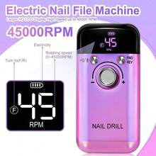 45000RPM Nail Drill Machine Electric Portable Nail File Rechargeable Nail Sander For Gel Nails Polishing For Home Manicure Salon - 紫色 - 查看 2