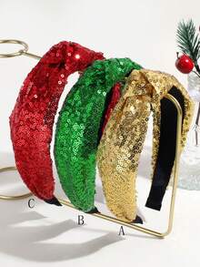 1pc Women's Fashion Sequin Velvet Snowflake Christmas Headband, Wide Knotted Design Suitable For Daily Wear And Christmas Holiday, Hair Band, Hair Hoop ,Makeup