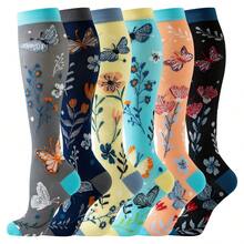 6 Paar Blumen Kompressionsstrümpfe Damen Herren atmungsaktive Kniestrümpfe Damen Sportkompressions-Socken für Laufen, Radfahren, Wandern, Krankenschwester Blumen Kompressionsstrümpfe Geburtstagsgeschenk Kompressionsstrümpfe 2026 Neuankömmling - Verschiedenfarbig - Übersicht 11