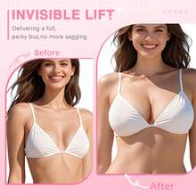 2 Pairs Double-Sided Adhesive Bra Pads, Lightweight Bra Inserts, Lift & Enhance Bust, Waterproof Sticky Bra Pads, Large Size Lift Bra Pads, Thin Pads, 1 Pair Invisible Sticky Cleavage Enhancing Bra Pads, Double-Sided Self-Adhesive Cleavage Pads, Washable & Reusable, Suitable For Swimwear, SPA Wear, Wedding Dresses, Camisoles - Multicolor - View 2