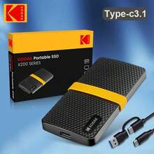 Kodak 2TB/1TB Portable Solid State Drive, 256GB/512GB External SSD, High Speed 450MB/S USB3.2 Type-C Dual Interface, Compatible With Laptops, Phones, TVs - Black - View 3