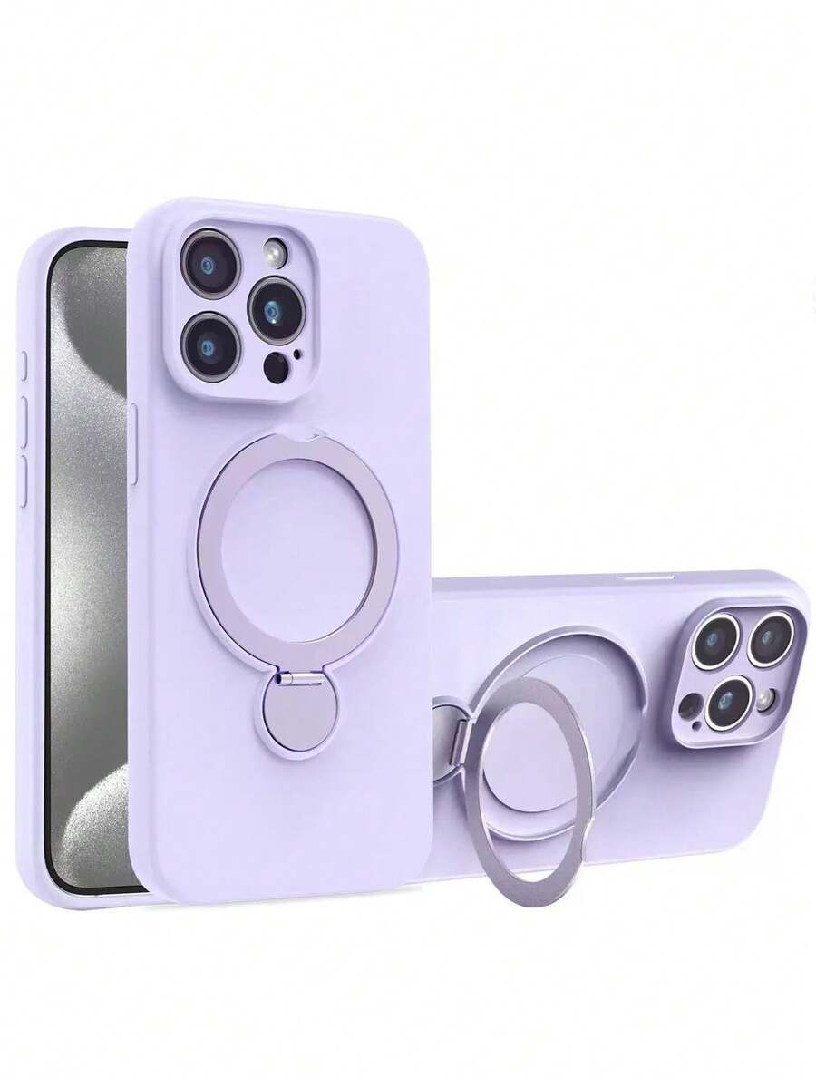 1个带集成支架的磁吸无线充电手机壳，优雅个性化芋头紫色时尚防震保护套，兼容 17/ 16 Pro Max/ 15 Pro/ 14/ 13/ 12/ 11，可作为礼物送给家人、朋友、兄弟姐妹或伴侣 - 紫丁香色 - 查看 1