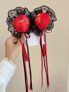 2 Stück glänzende Haarspangen im Palaststil aus Polyester, inspiriert vom Cheongsam, chinesischer Stil Dutt-Accessoires, süße Lolita-Haarspange, geeignet für alle Jahreszeiten, Haarspange, Haarclips, Kopfaccessoires, Sommer, Urlaub, Reise - Verschiedenfarbig - Übersicht 5