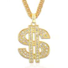 Money Chain Necklace Dollar Sign Chain Gold Dollar Sign Necklace Hip Hop Gold Money Chains For Men With Pendant Long Big Fake Gold Necklace Golden Pendant Necklaces 90s Rapper Chains 28inch # Shiqin - Vàng - Xem 1