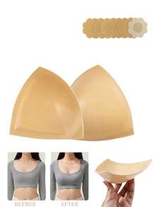 2 Pairs Double-Sided Adhesive Bra Pads, Lightweight Bra Inserts, Lift & Enhance Bust, Waterproof Sticky Bra Pads, Large Size Lift Bra Pads, Thin Pads, 1 Pair Invisible Sticky Cleavage Enhancing Bra Pads, Double-Sided Self-Adhesive Cleavage Pads, Washable & Reusable, Suitable For Swimwear, SPA Wear, Wedding Dresses, Camisoles - Multicolor - View 1