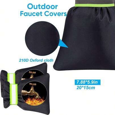 1/2 Pieces Winter Outdoor Faucet Cover - Pro 5.9-Inch Wide X 7.88-Inch High Outdoor Faucet Cover Socks Winter Anti-Freezing Pipe Insulation Reusable Waterproof Heat Insulation Faucet Return Cover, Black, Black Reflective Strip