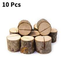 Wooden Table Card Holder Stand Number Place Name Menu Wedding Party Decor - Brown - View 12