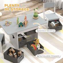 AIYAPLAY Kids Table And Chair Set With 6 Removable Drawers, Light Grey - Light Grey - View 6