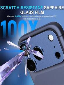 适用于 17 Pro/17 Pro Max 的金属框钢化玻璃相机镜头保护膜（单片装），[磨砂][强力粘胶] 金属框钢化玻璃相机镜头盖 - 深蓝色 - 深藍色 - 查看 4