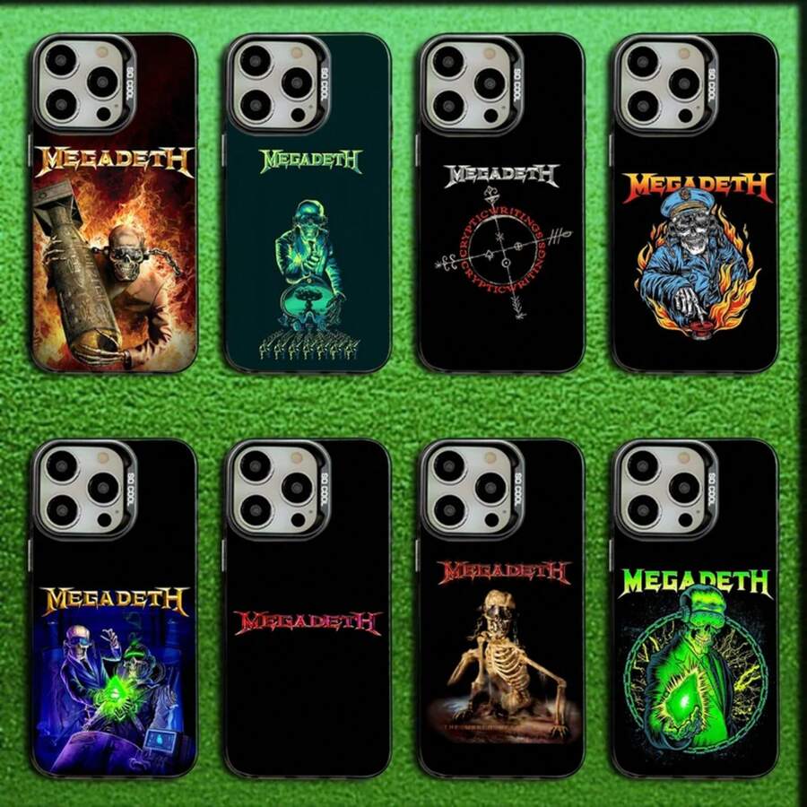 Funda de teléfono de la banda musical M-Megadeth para 17, 16, 15, 14, 13, 12, 11, Mini, Pro, Max, cubierta negra de silicona mate gris - Z3 - Ver 1