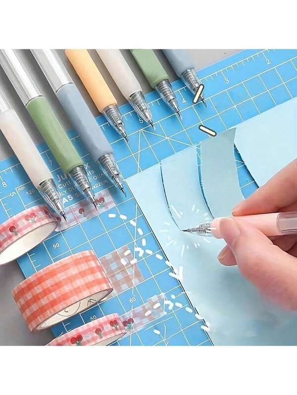 1 pieza Cuchillo de utilidad de arte con estilo de empuje, juego de cuchillos de arte para álbum de pegatinas, herramienta de corte, cuchillo de utilidad, cuchillo de letras, suministros de manualidades y artes para estudiantes (Aviso: El cuchillo de pluma no puede reemplazar a un cuchillo, pertenece a los suministros de papelería, no es afilado)