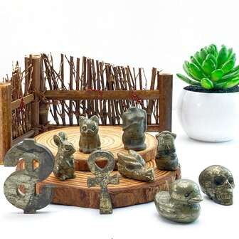 Random 1PC High Quality Retro Style Pyrite Carving Decoration, Loose Gemstones, Amazing Gift For Craft Lovers, Gemstone Jewelry, Glitter, Birthday Gift, Women Gift, Valentine's Day Gift, Easter Gift.