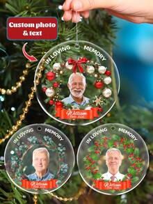 1pc Customized Memorial Photo Christmas Ornament, Personalized Name Memorial Decor, Christmas Tree Ornament To Commemorate Loved Ones, Customized Photo Memorial Gift, Acrylic Memorial Hanging Decor, Gift For Consoling Loved Ones, Pet Memorial Decor, Tribute Gift, 2025 Personalized Christmas Ornament, "Forever In My Heart" Ornament, Personalized Gift, Customized Christmas Decor, Christmas Gift, Customized Decor - Multicolor - View 2