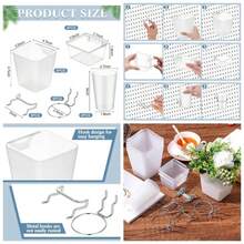 - Juego de 12 contenedores y tazas con ganchos y bucles, organizador de clavijas, accesorios para varios organizadores de herramientas, juego de cestas para cochera, taller, banco de trabajo - Translúcido - Ver 1